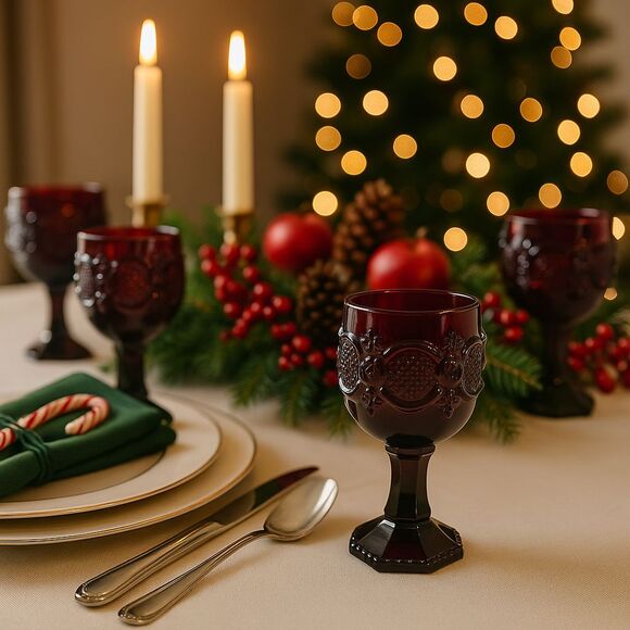 Vintage 1876 Ruby Red Cordial Wine Goblets Glasses Avon Cape Cod 4.5” Set Of 4 - Picture 1 of 12